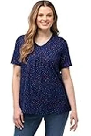 Ulla Popken Camiseta con Cuello en V con Estampado temático 832137, , 52 ES/54 ES Mujeres