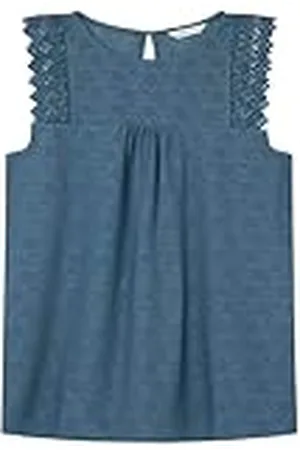 Springfield Camiseta sin Mangas con Volantes de Ganchillo de algodón Hombros Lace, , L para Mujer