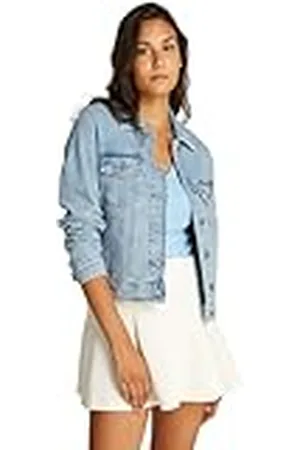 Tommy Hilfiger Cazadora vaquera Mujer Classic Trucker Regular Fit, Azul (Denim Light), XL