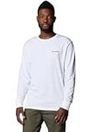 Columbia North Cascades-Camiseta de Manga Larga, Bandera Blanca/Hexagonal, XL para Hombre