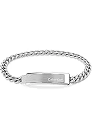 Calvin Klein Pulsera de Cadena para Hombre Colección ICONIC ID en Acero Inoxidable con una Placa Grabada - 35000048