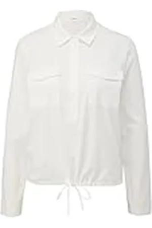 QS by s.Oliver 2139880 Camiseta de Manga Larga con Cuello de Polo y cordón, , 44 Mujeres