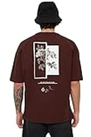 Trendyol Herrenübergroße Rundkragen Gedruckt Kurzarm-t-Shirt Camiseta, , L Hombres