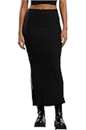 Urban classics Tb6940-ladies Rib High Slit Skirt Falda, , M Mujeres