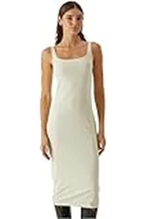 Urban classics Tb7180-ladies Basic Long Cotton Jersey Dress Vestido, Arena Blanca, XL Mujeres