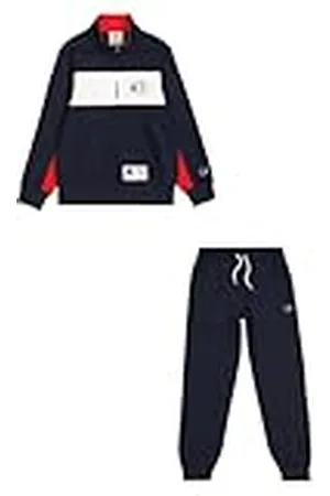 Champion Legacy Retro Sport B (306861) - Chándal de forro polar Powerblend compacto, ultraligero y suave, con cuello alto, multicolor gris melange/azul marino (NOXM/NNY/WHT), 3-4 años (XXS) Niño FW24