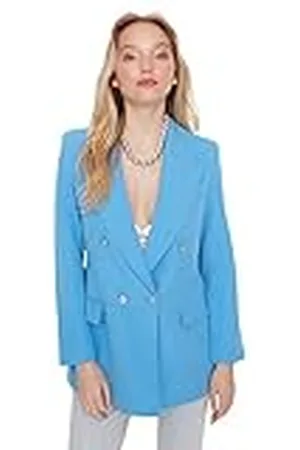 Trendyol Damen Regular Zweireihig Plain Webstoff Blazer Abrigo, , 40 De Las Mujeres