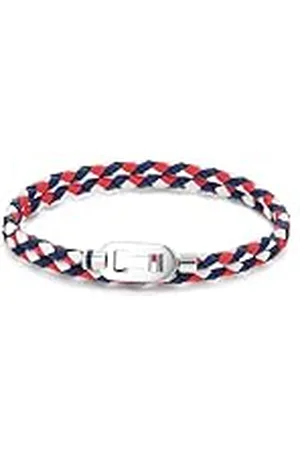 Tommy Hilfiger Jewelry Pulsera de Cuero Trenzado para Hombre Rojo, Blanco y Azul - 2790387
