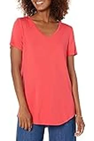 Amazon Túnica Holgada de Manga Corta y Cuello en Pico (Disponible en Tallas Grandes) Mujer, , XS