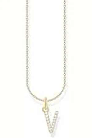Thomas Sabo Collar con letra V, plata chapada en oro con circonitas, KE2261-414-14