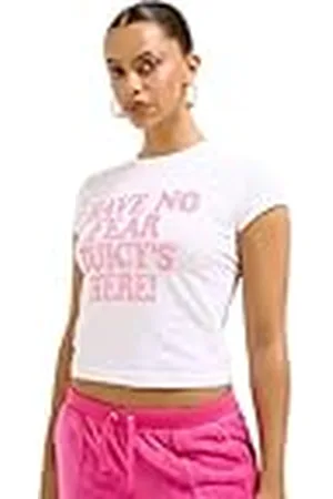 Juicy Couture Have No Fear Cap Sleeve Figubetontes Print T Shirt Top Oberteil Versch. Farben Camiseta, , XL Mujeres