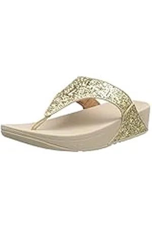 FitFlop Lulu Glitter Toe-Thongs, Chanclas Mujer, Platino, 40 EU