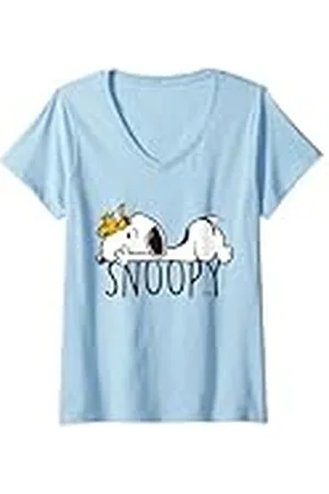 Peanuts Mujer - Snoopy Woodstock Camiseta Cuello V