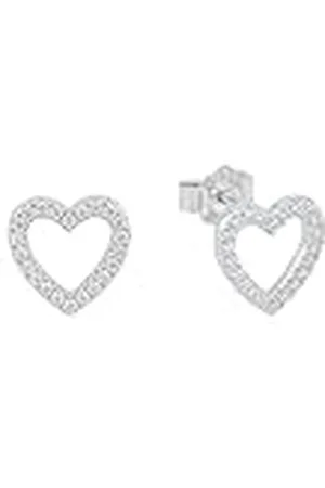 QS by s.Oliver Pendientes de de ley 925 pendientes de las señoras, con zirconia cúbica synth., 0.9 cm, , corazón, Viene en caja de regalo de joyería
