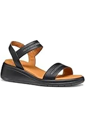 Geox D MELICONIA E, Sandalia de cuña Mujer, Black, 38 EU