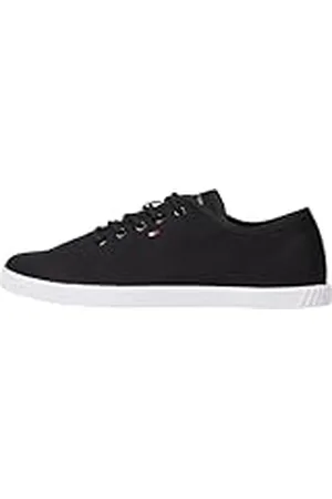 Tommy Hilfiger Sneaker con suela cupsole Mujer Canvas Lace Up elegante, (Black), 36