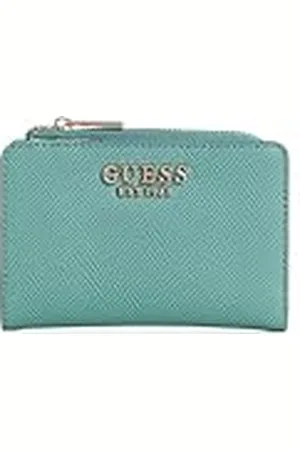 Guess Laurel - Tarjetero con Cremallera Alrededor, Color Verde Azulado, Talla única