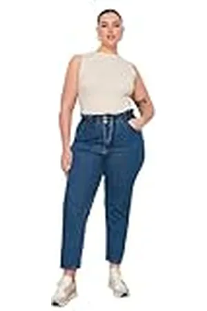 Trendyol Tbbaw23je00002 Vaqueros de Talla Grande, , 52 Mujeres