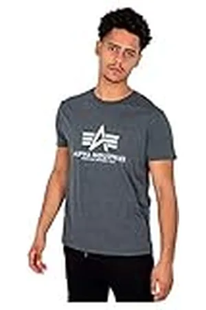 Alpha Industries Basic Camiseta, Gris (Charcoal Heather/White-597), XS para Hombre