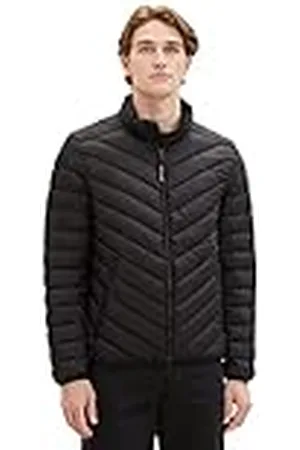 TOM TAILOR Chaqueta acolchada ligera de hombre con cuello alto, Negro (29999-Negro), S