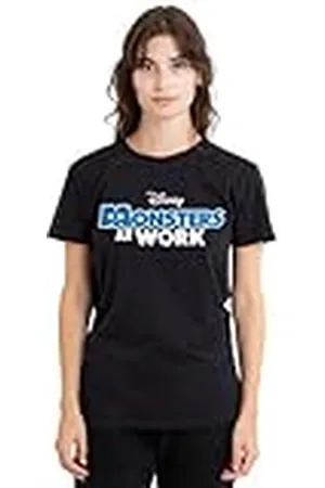 Disney Monsters At Work Logo Dark Ladies T Shirt, Black Camiseta, , L para Mujer