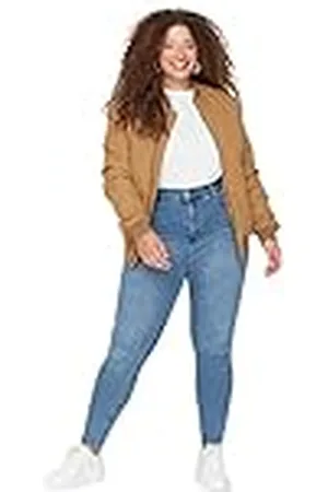 Trendyol Tbbaw23cj00032 Jeans de Talla Grande, , 80 Mujer