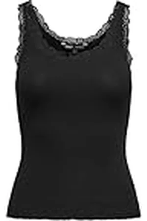 ONLY Onlsara Sharai Lace Tank Top Jrs Noos Camiseta De Tirantes Básica Sin Mangas Cuello Redondo Detalle De Encaje, , L Mujeres