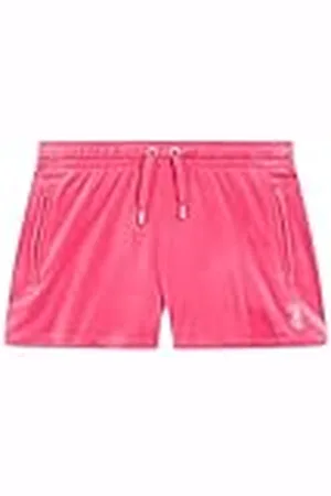 Juicy Couture Tamia Track Shorts-Damenshorts Sommershorts aus Velour mit Appliaktionen in Versch. Farben Pantalones Cortos Informales, Rosa Intenso, L para Mujer