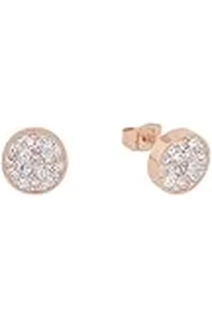 QS by s.Oliver Pendientes de acero inoxidable para mujer, con cristal, 1 cm, color rosa, Se entrega en estuche de regalo