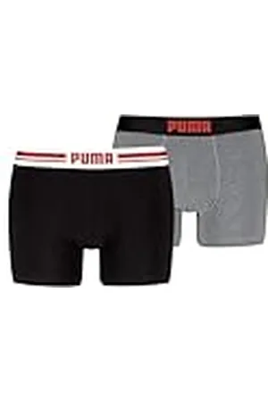 PUMA Everyday Placed Logo Bóxer, Mid Grey Melange/Orange, M (Pack de 2) de los Hombres