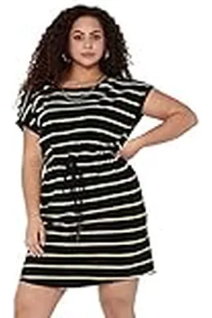 ONLY Carapril SS Knee Dress Jrs Noos Vestido, Black/Stripes:Yellow and White Stripes, S-42/44 para Mujer