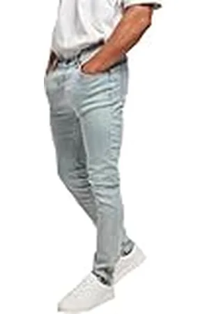 Urban classics Slim Fit Zip Jeans Pantaln, Lavado Ligero, 31W / 32L para Hombre