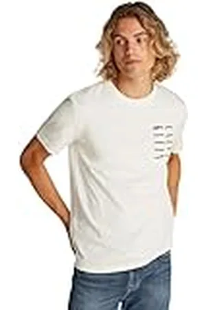 Calvin Klein Camiseta de manga corta Hombre Serif Box Graphic Tee de algodón, Beige (Tofu), M
