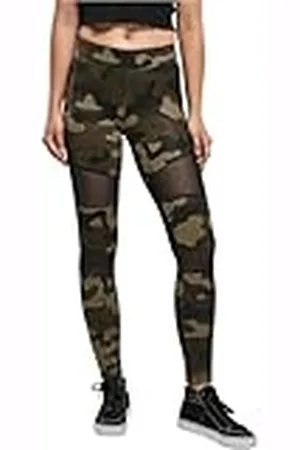 Urban classics Ladies Camo Tech Mesh Leggings, Leggings, Mujer, Multicolor (Wood Camo/Negro), 5XL
