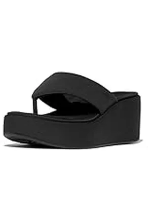 FitFlop Platfforms Wedge Toe-Post Sandals, Sandalias con cuña Mujer, Black, 41 EU