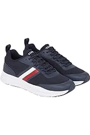 Tommy Hilfiger Hombre Runner Sneaker Modern Runner Stripes Knit Zapatillas de deporte, Azul (Desert Sky), 44 EU