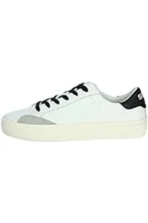 sun68 Street Leather, Oxford Plano Hombre, 11 Bianco/Nero, 46 EU