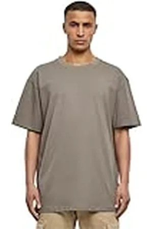 Urban classics Camiseta básica de manga corta, cuello redondo normal, de algodón grueso, largo normal, oversized, de hombre, moderna, color asphalt, talla 4XL