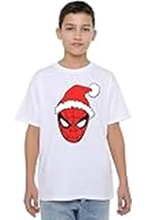 Marvel Spiderman Santa Hat Unisex Kids T Shirt Camiseta, , 9-10 años para Niños