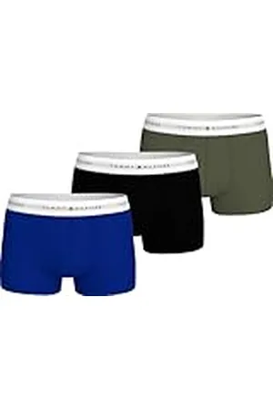 Tommy Hilfiger Calzoncillos bóxer Pack de 3 Hombre Trunks con Logotipo en la Cintura, Multicolor (WDG BLU/Blk/Utlty OLV), M