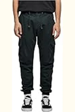 Urban classics Pantalón jogging Cargo con bolsillos de parche 2 laterales y 2 traseros, ajuste slim fit, color liso, cintura cordón, puños elásticos, color verde, talla XS