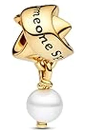 PANDORA Moments 763784C01 - Colgante de cinta de plata de ley con perlas cultivadas de agua dulce tratada compatible con pulseras Moments, 8,9x18,5x9,1 mm, Plata de ley, Perla