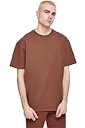 Urban classics Camiseta básica de manga corta, cuello redondo normal, de algodón grueso, largo normal, oversized, de hombre, moderna, color bark, talla XXL