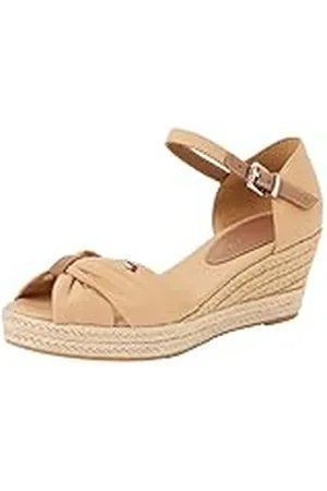 Tommy Hilfiger Alpargatas de Cuña para Mujer Basic Open Toe, Verde (Classic Khaki), 40