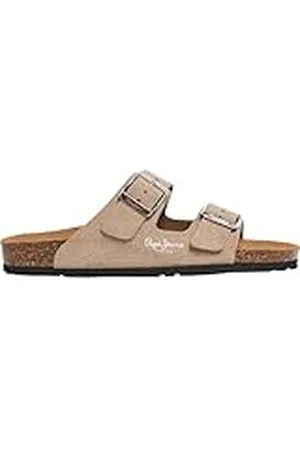 Pepe Jeans Oban Suede W Sandalias para Mujer, Beige (Pop White), 5