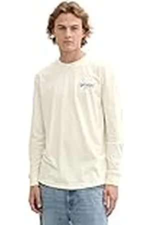 TOM TAILOR 1043909 Camiseta, 12906-Lana de Color Blanco, L Hombres