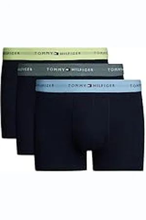 Tommy Hilfiger Calzoncillos bóxer Hombre Pack de 3 Trunks con logotipo en la cintura, Multicolor (Stonewash Green/Faded Lime/Col Blue), S-M