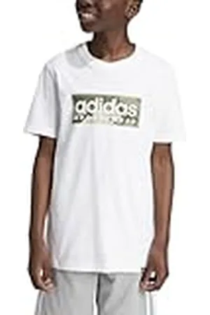 adidas Niños Camo Linear Junior Boys Graphic tee, White, 15-16 Years