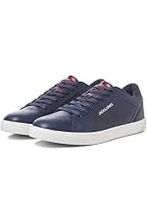 JACK & JONES Jfwboss PU Sneaker Noos, Zapatillas Hombre, Blazer Azul Marino Detalle Rojo Dahlia, 44 EU