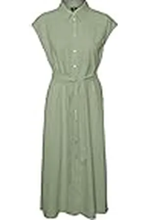 VERO MODA Vmmymilo SL Calf Camisa Vestido Wvn Ga, , L para Mujer